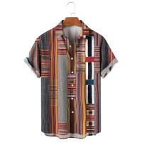 Men's African Traditional Striped Print Shirt  33652102X